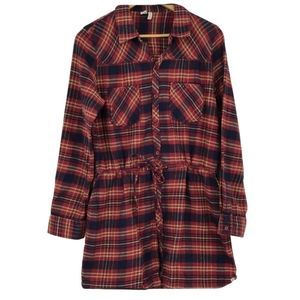 Element Eden red plaid cinch waist flannel
